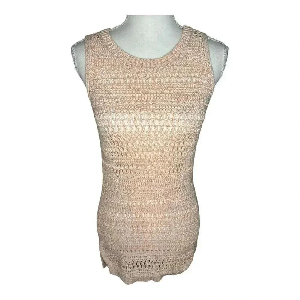 Banana Republic Women’s Small Peach Open‎ Knit Sleeveless Sweater Tank